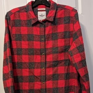 Woman's American Eagle Outfitters Long sleeve flannel shirt. XL Red & Grey